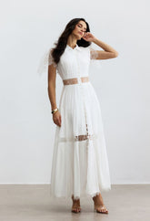 Scalloped lace edging maxi dress – affordable luxury women’s fashion