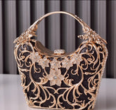 Vintage fashion metal flower luxury clutch delicacy twinkle ladies diamond evening bags - Yembifashion 