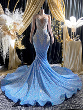 Off Shoulder Sequins Evening Dress with glitter accents, perfect for formal occasions or parties.