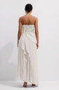 White  Asymmetry Pleated Halterneck Midi Dress