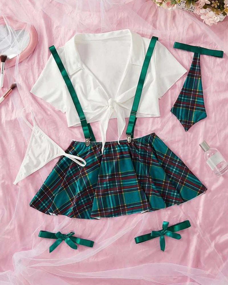Sexy Fun Schoolgirl Role  Lingerie Set