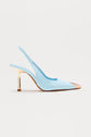 Angle Strap Slingback Sandals – Blue Chic Minimalist Heels with Modern Fit