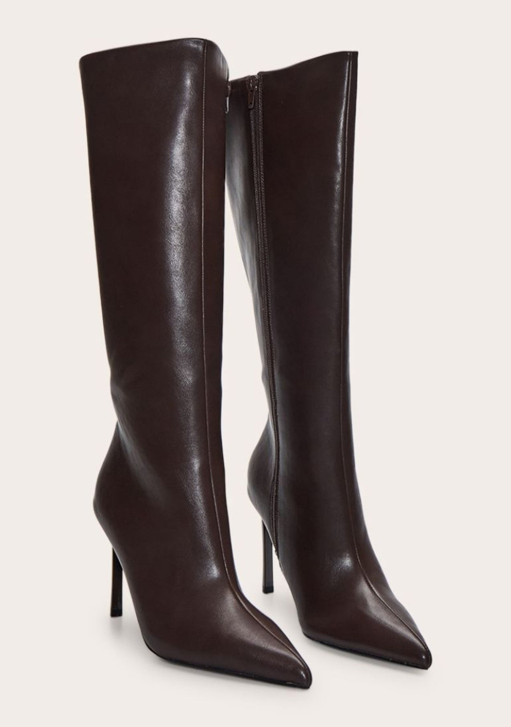 Brown Knee High Heeled Boot