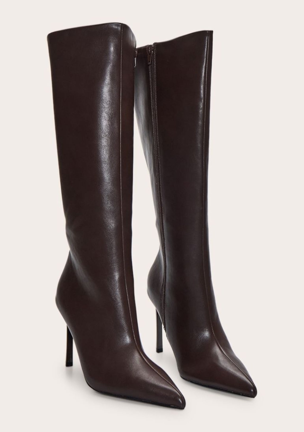 Brown Knee High Heeled Boot