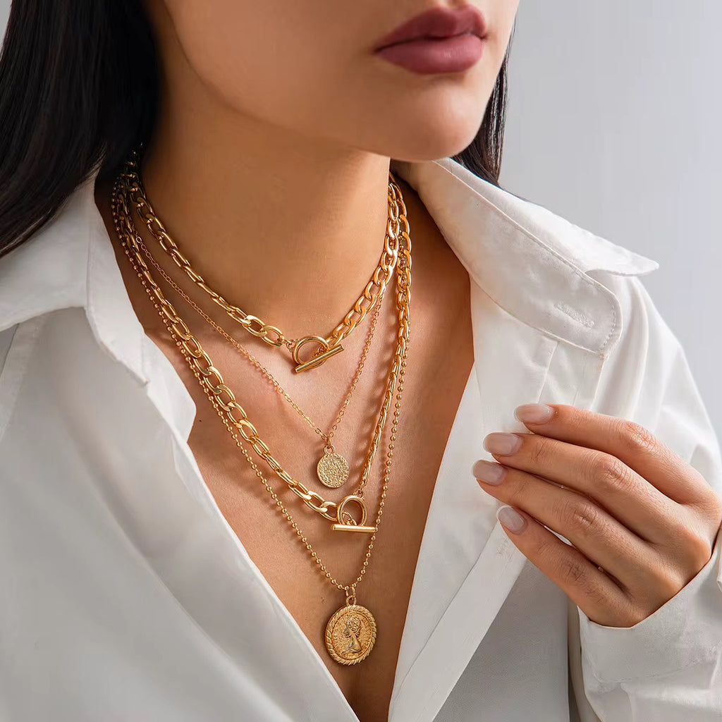 Gold Cascade Layered Necklace – Dainty Multi-Strand Statement