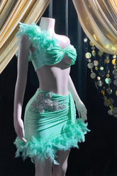 Kim Kardashian-Inspired Two-Piece Tulle Set in soft, flowing fabric for an elegant, chic look