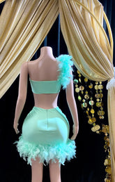 Kim Kardashian-Inspired Two-Piece Tulle Set in soft, flowing fabric for an elegant, chic look