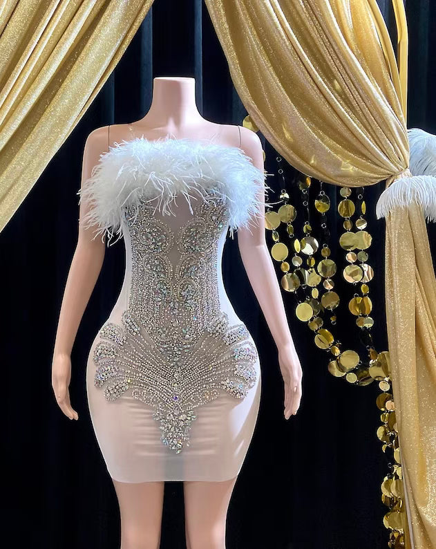 Rhinestone Applique Dress Sleeveless| Birthday Dress| Shiny Evening Celebrate