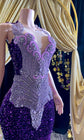A glamorous embellished sequin dress with rhinestones, featuring a sparkling design perfect for evening wear and formal events