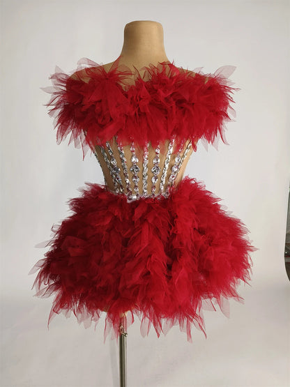 Tulle Red Dress/ Ball Dress / birthday dress - Yembifashion 