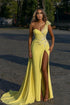 Daffodil One Shoulder Mermaid Prom Dress Split With Beads - Yembifashion 