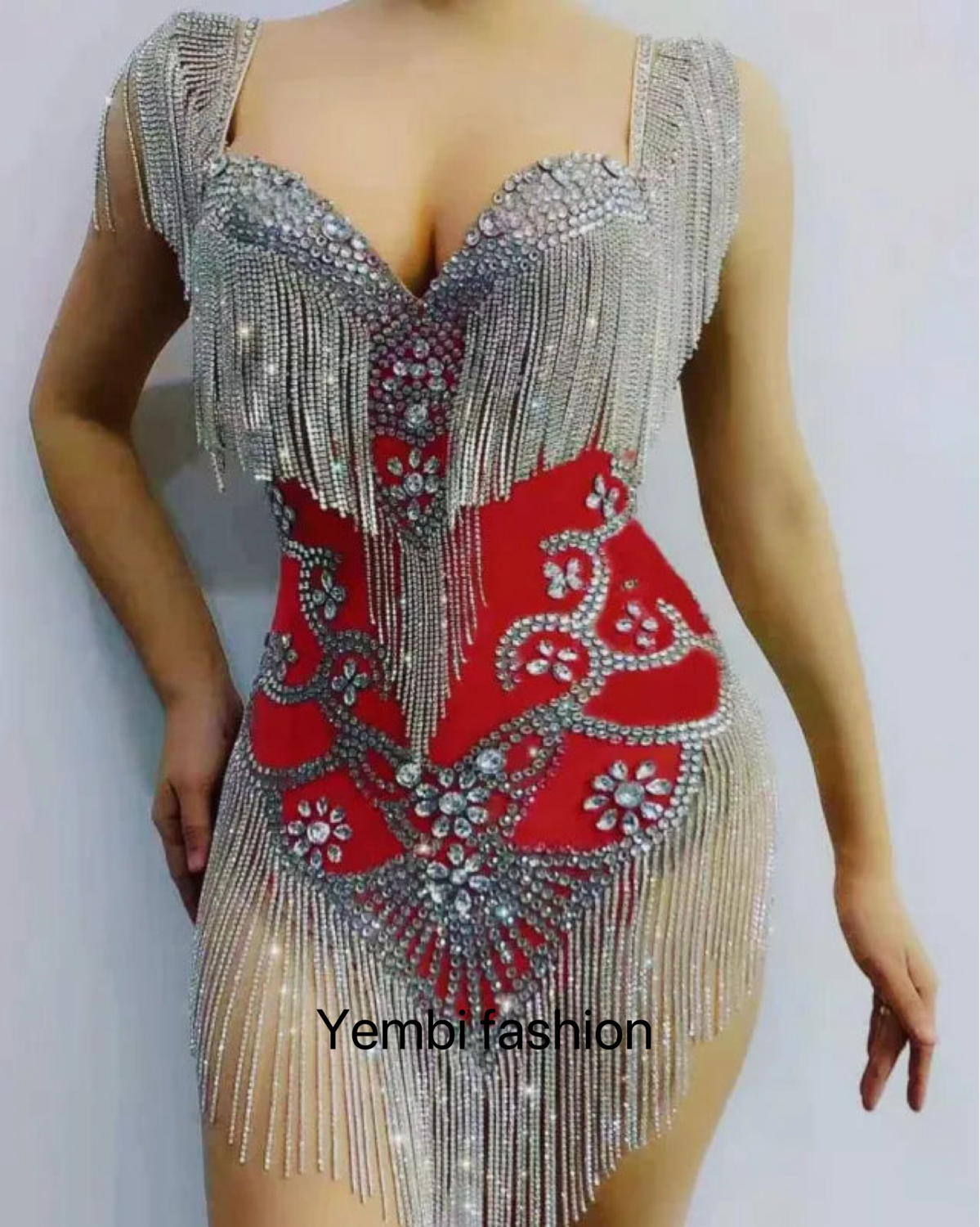 Diamante Tassel Dress - Yembifashion 