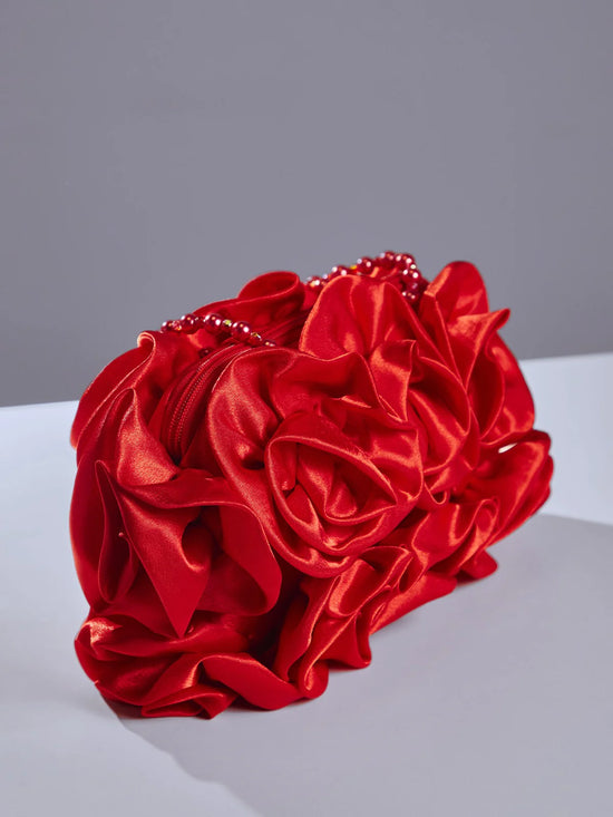 Edy Red Flower Satin Bag