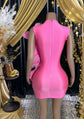 Pink Rhinestone Dress with Feathers