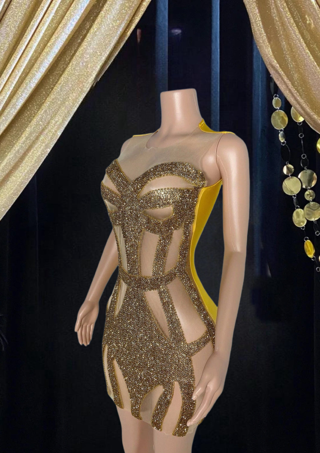 Embellished Beaded Rhinestone Dress