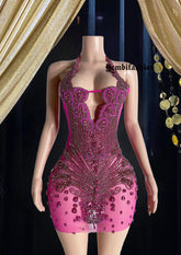 Pink Rhinestone Dress