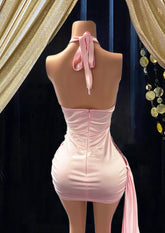 Side Train pink Rhinestone Birthday Dress