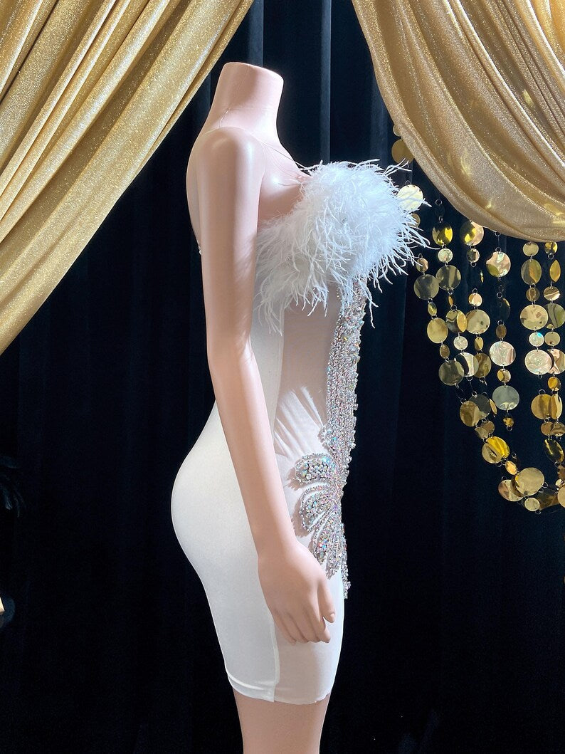 Rhinestone Applique Dress Sleeveless| Birthday Dress| Shiny Evening Celebrate