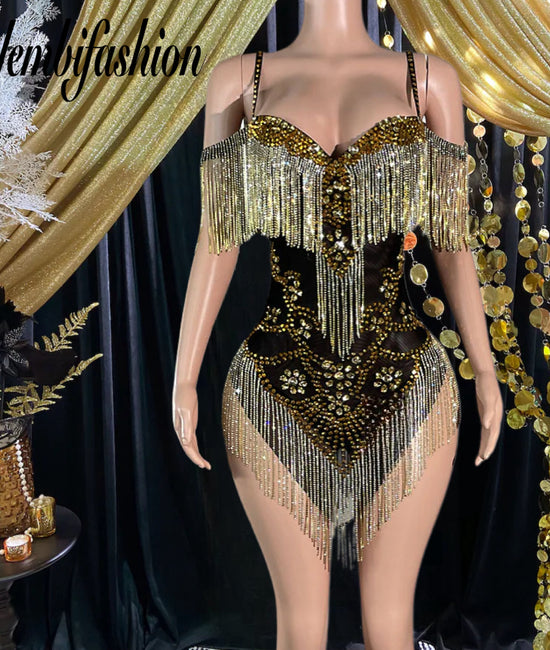 Rhinestone Dress with Tassel - Cowgirl Style