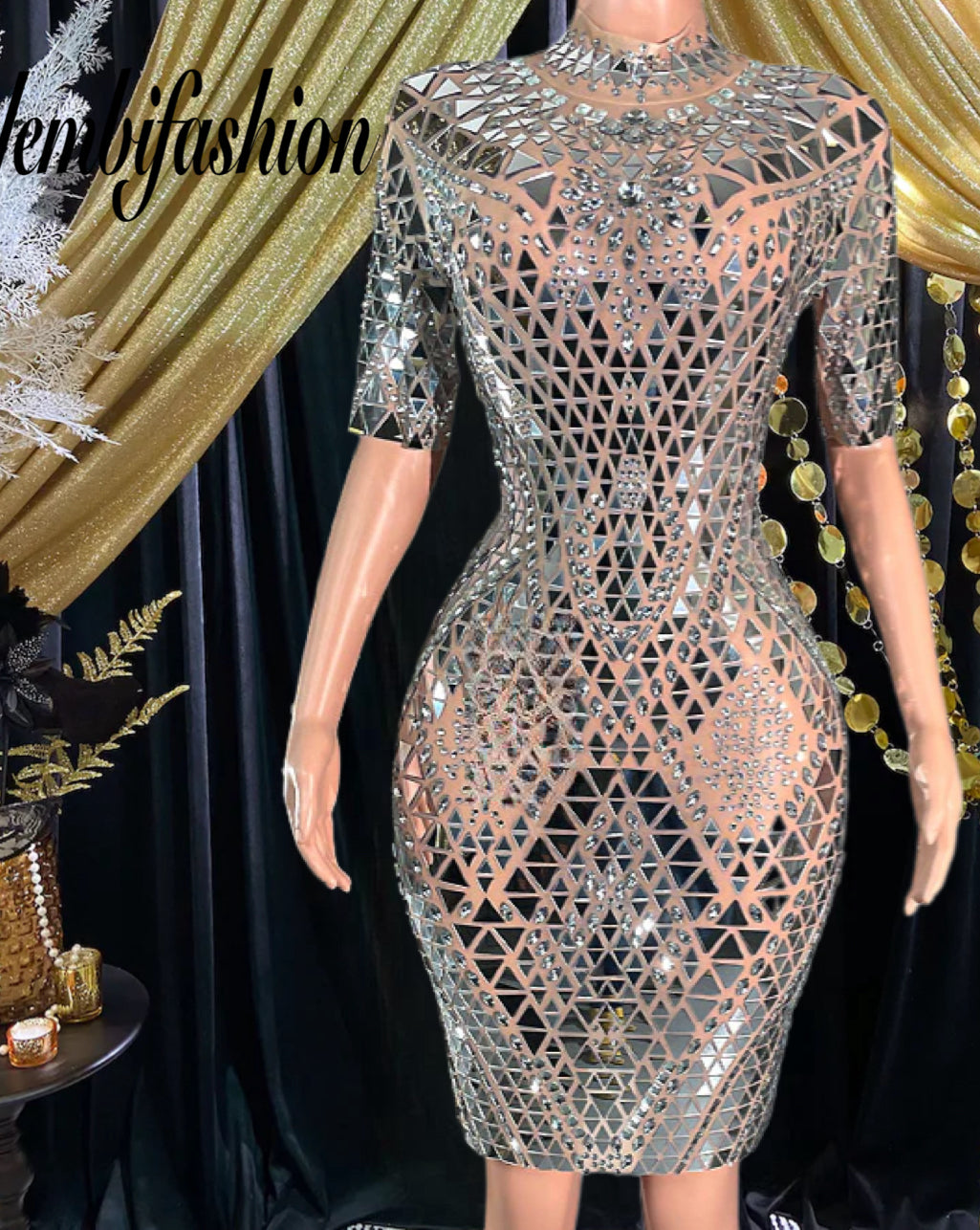 Yembi Mirror Mesh Dress