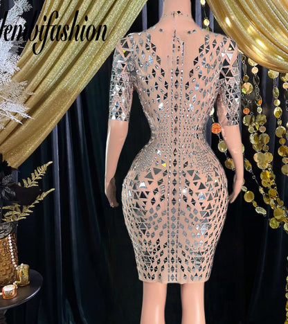 Yembi Mirror Mesh Dress