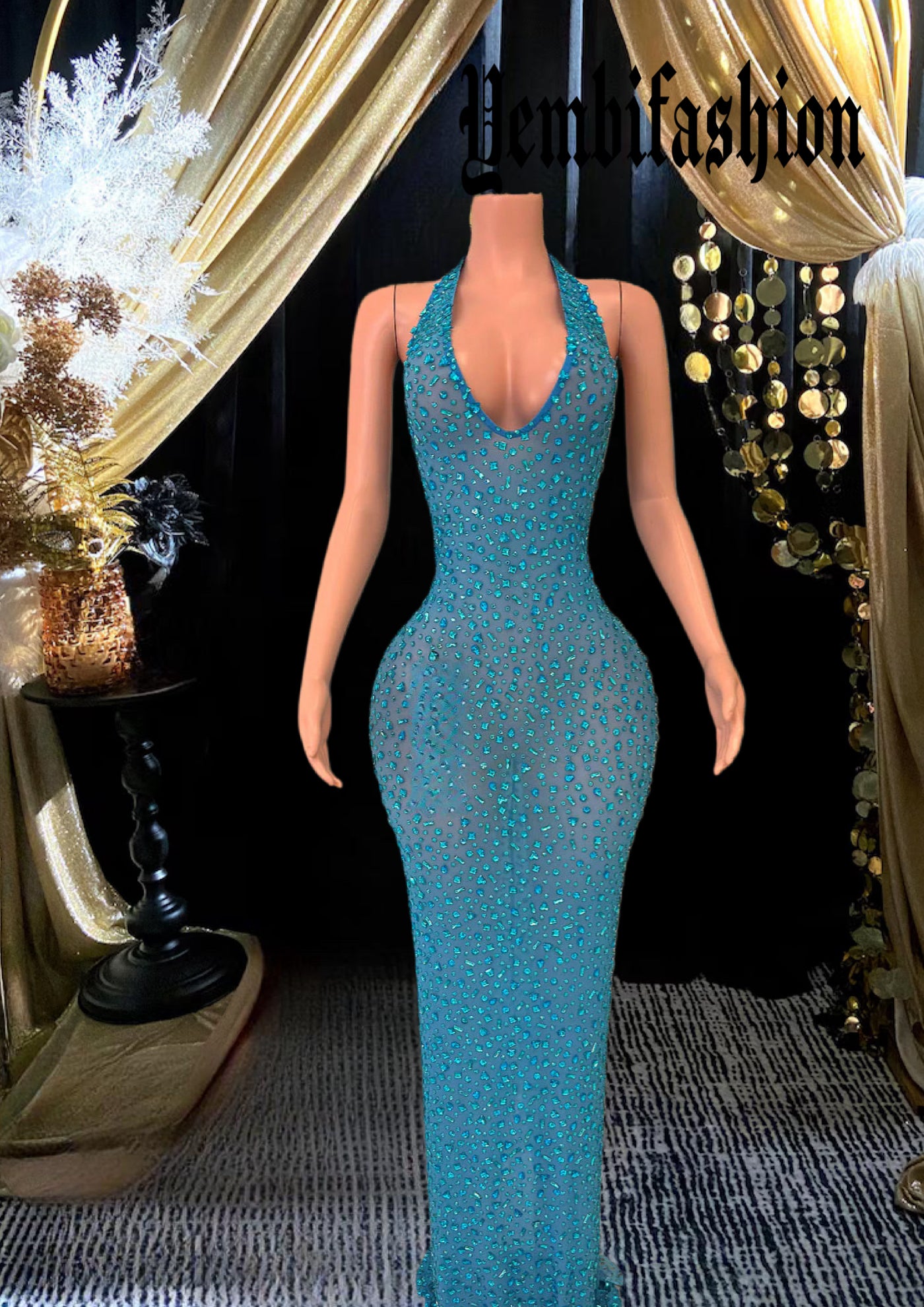 SKY BLUE DIAMANTE DRESS