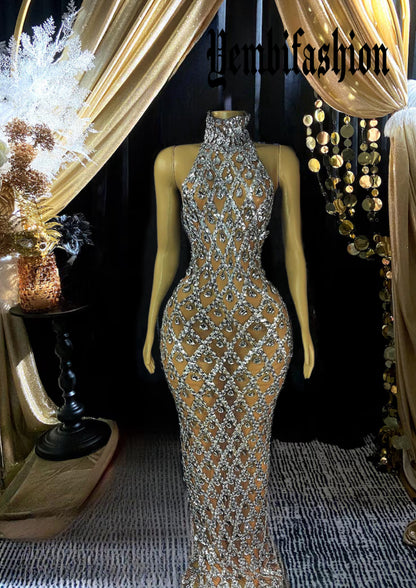 Vero Diamante Dress With Rhinestone