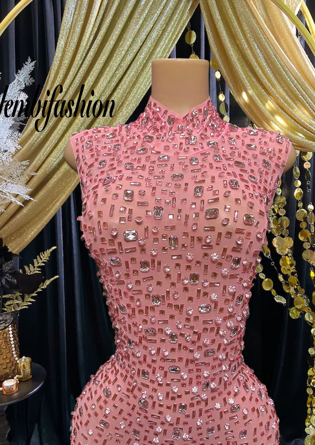 RAI PINK DIAMANTE DRESS
