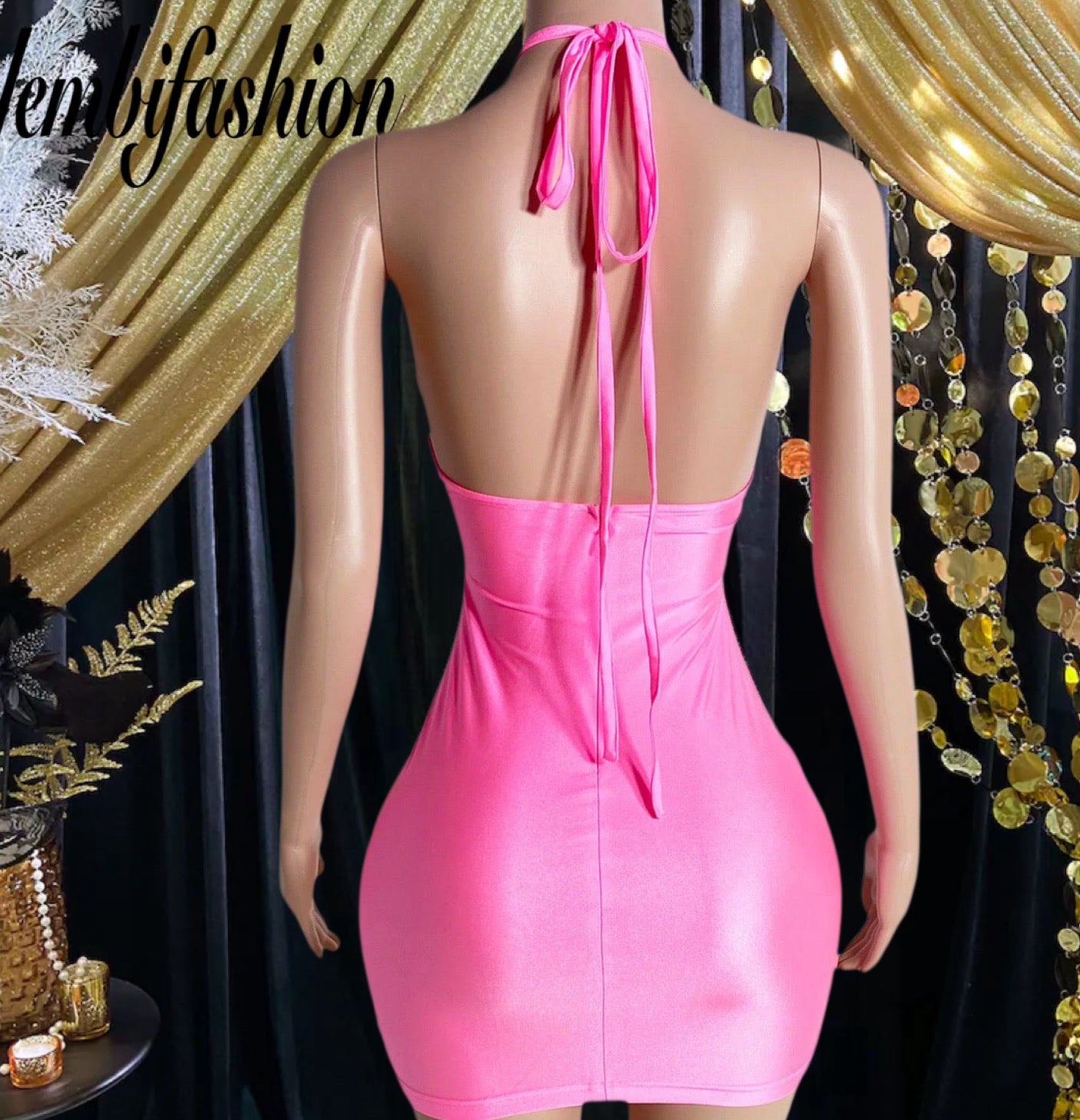 Pink Rhinestone Dress- Body Chain Dress