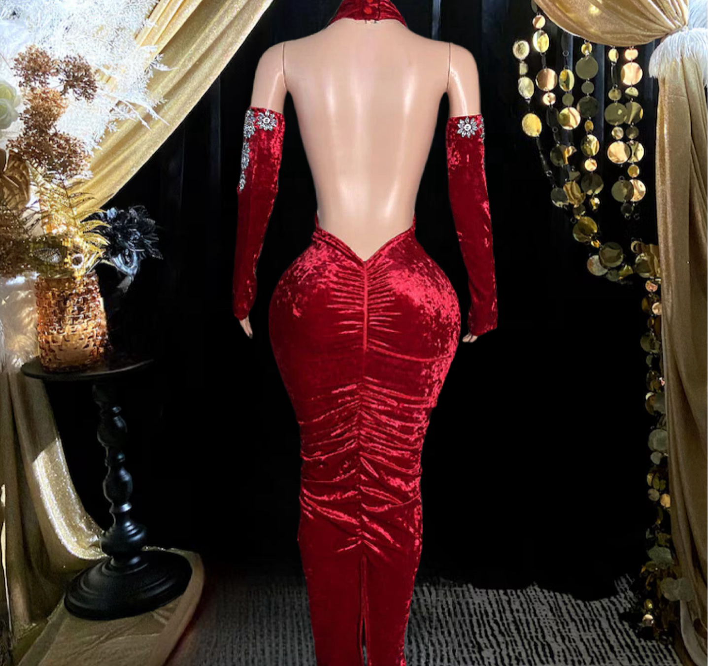Red Diamante  Long Dress