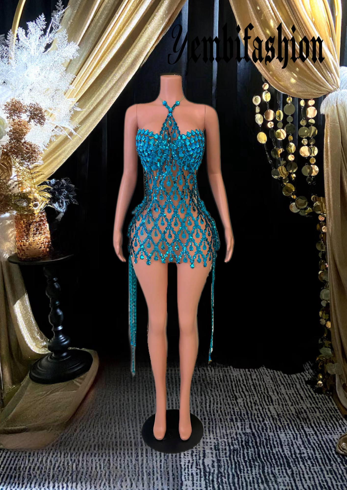 A stunning Rai Mini Dress for women with rhinestone detailing, mini length, and a flattering fit.