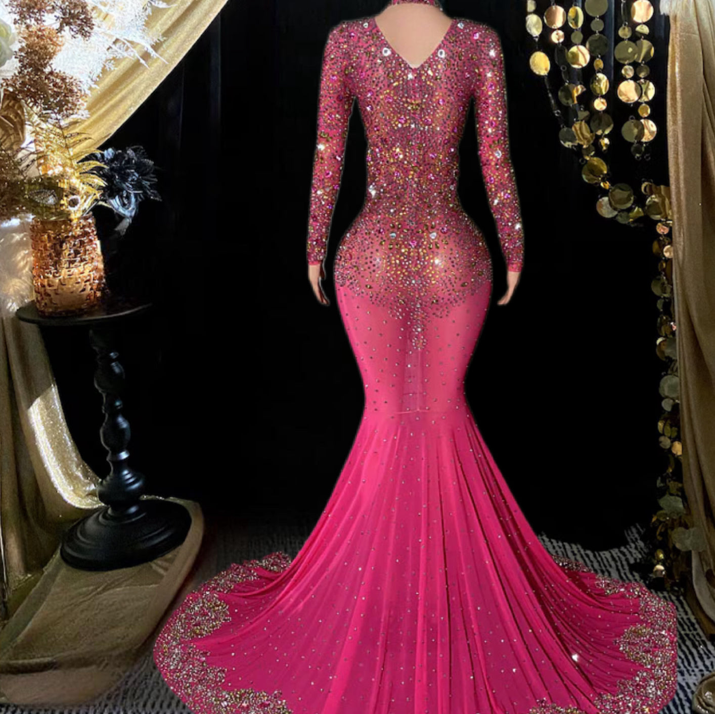 RAI PINK DIAMANTE DRESS