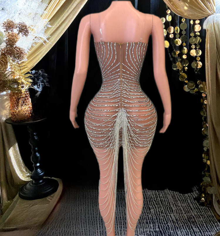 A chic Losi Tassel Mini Dress with tassel detailing, perfect as a prom dress or sexy dress for special events.