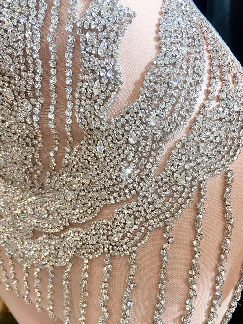 Silver Bling Party Dress with Rhinestone and Tassel Details