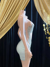 Silver Bling Party Dress with Rhinestone and Tassel Details