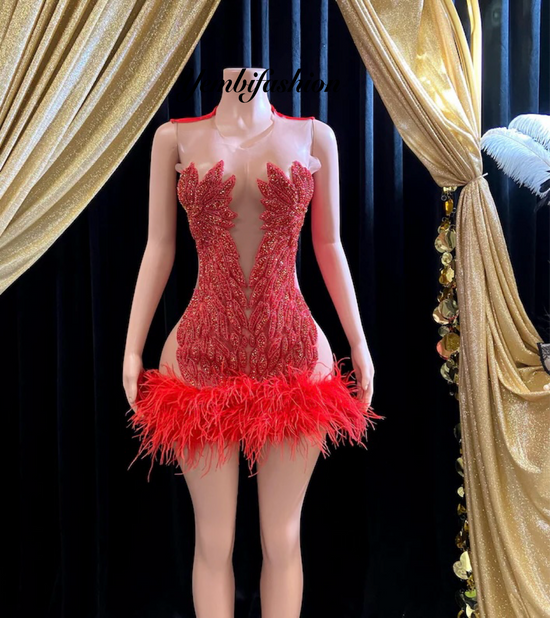 Miki Embllished Red Min Dress