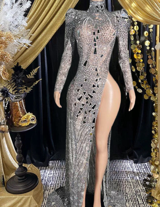 Yembi Diamante Mirror Long Dress