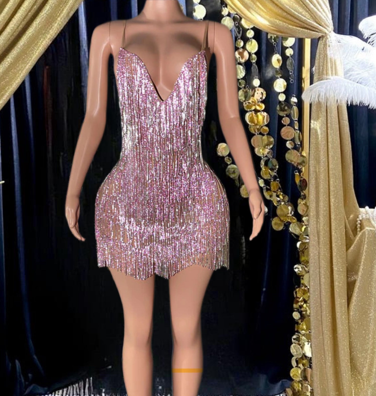 Clara Mini Pink Dress with tassel detailing, a chic and playful prom dress perfect for special occasions