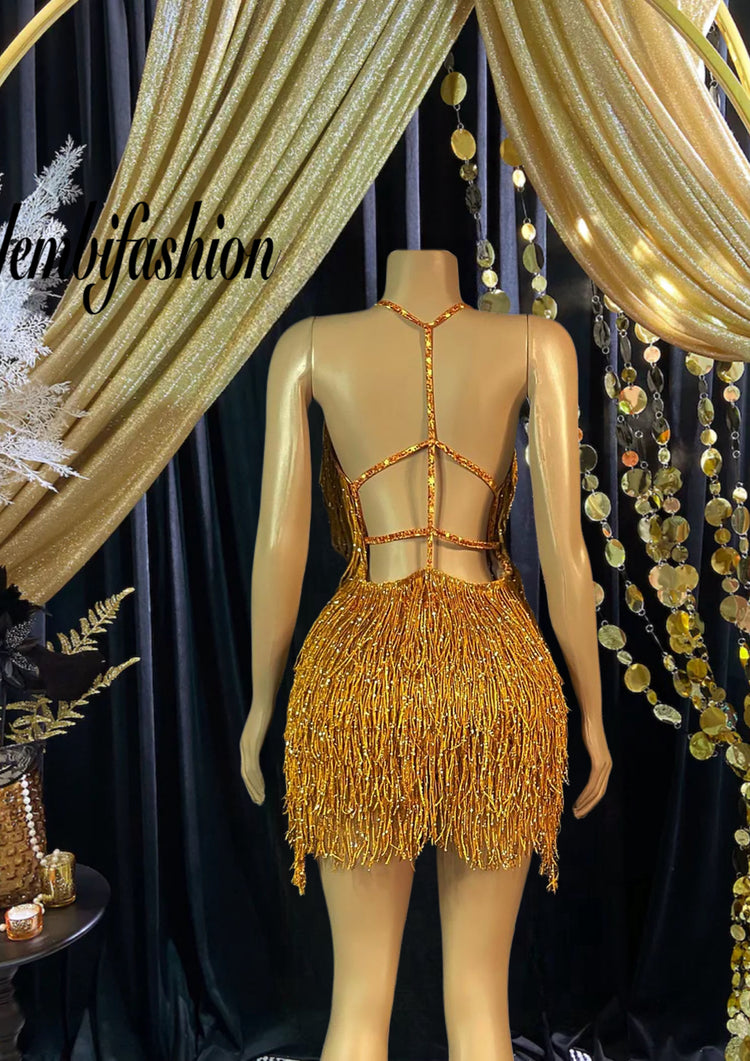 Clara Mini Pink Dress with tassel detailing, a chic and playful prom dress perfect for special occasions