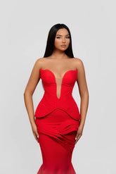 red luruxy evening dress - Yembifashion 