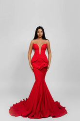 red luruxy evening dress - Yembifashion 