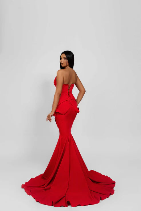 red luruxy evening dress - Yembifashion 