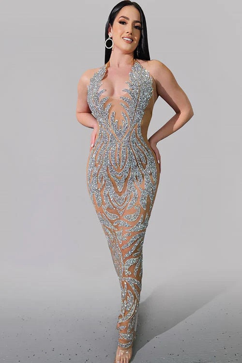 Haute Couture Red Large Full Body Rhinestone Appliqué Mesh Beaded Applique Bodice Pactch Dress