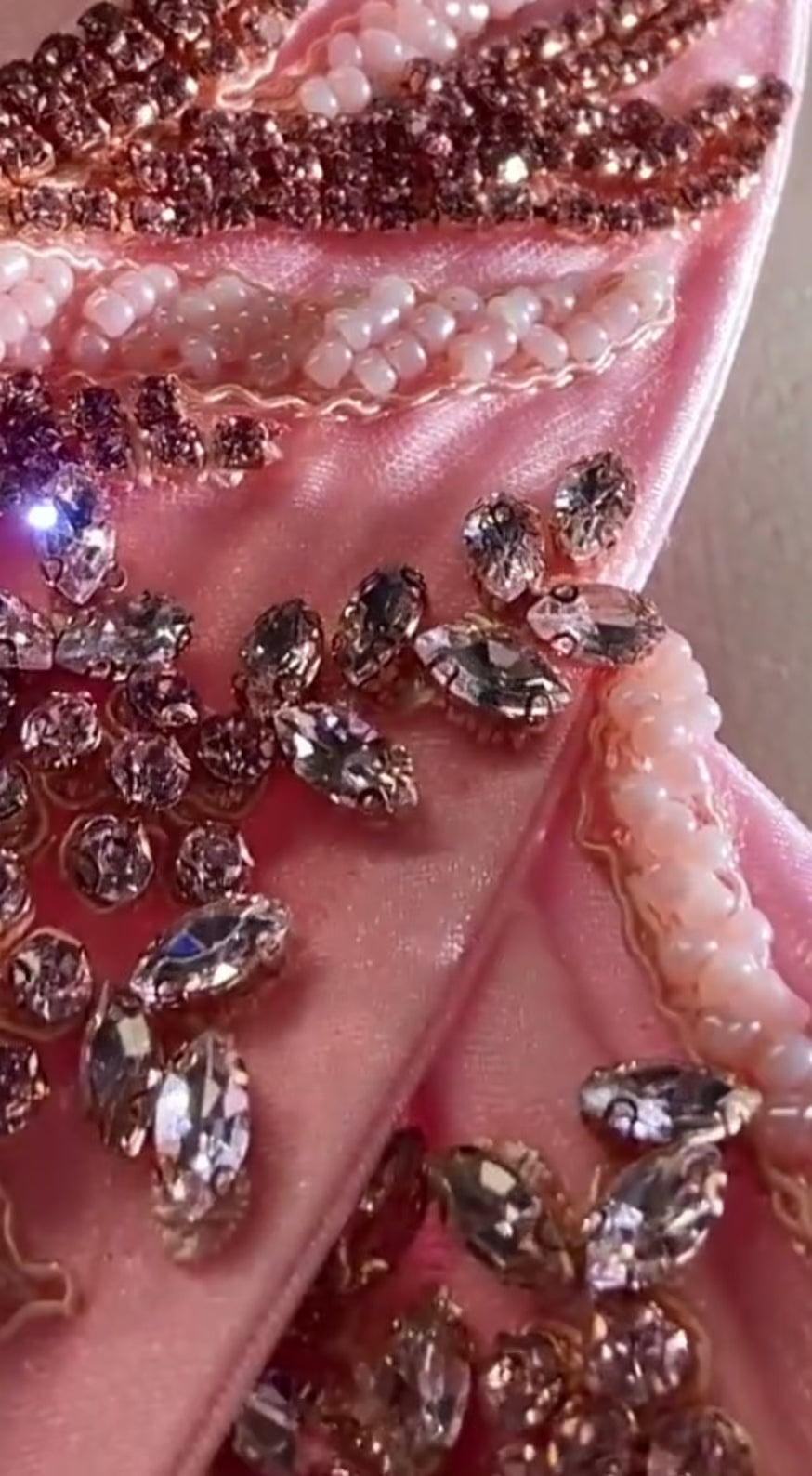 Chloe Mini Pink Dress with embellished accents and sparkling crystal details.