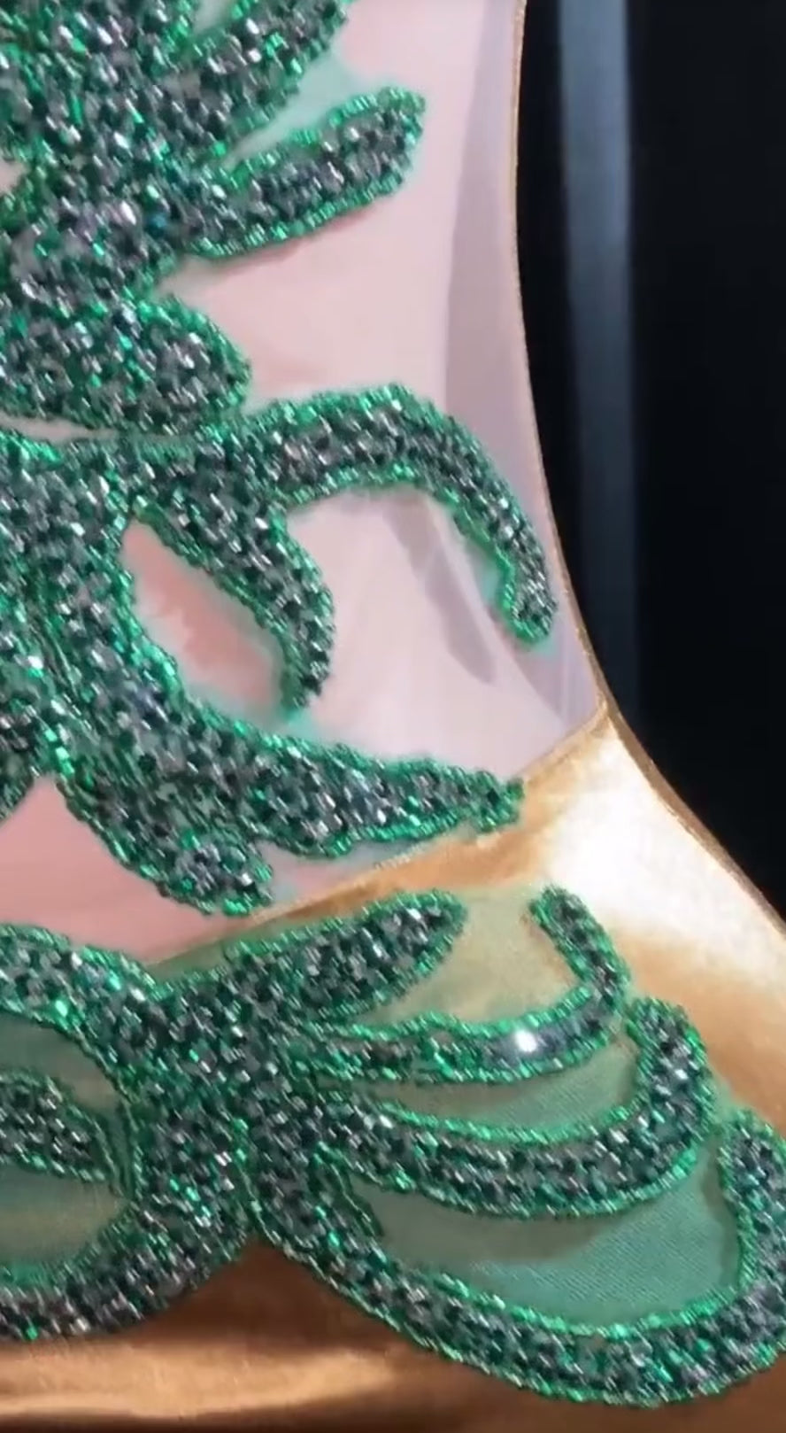 Formal wedding guest dress with rhinestone embellishments, featuring a stunning long design