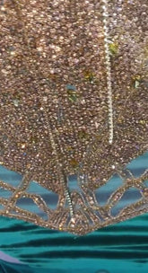 Violeta Embellished Evening Dress in Green with rhinestone detailing for a glamorous look.