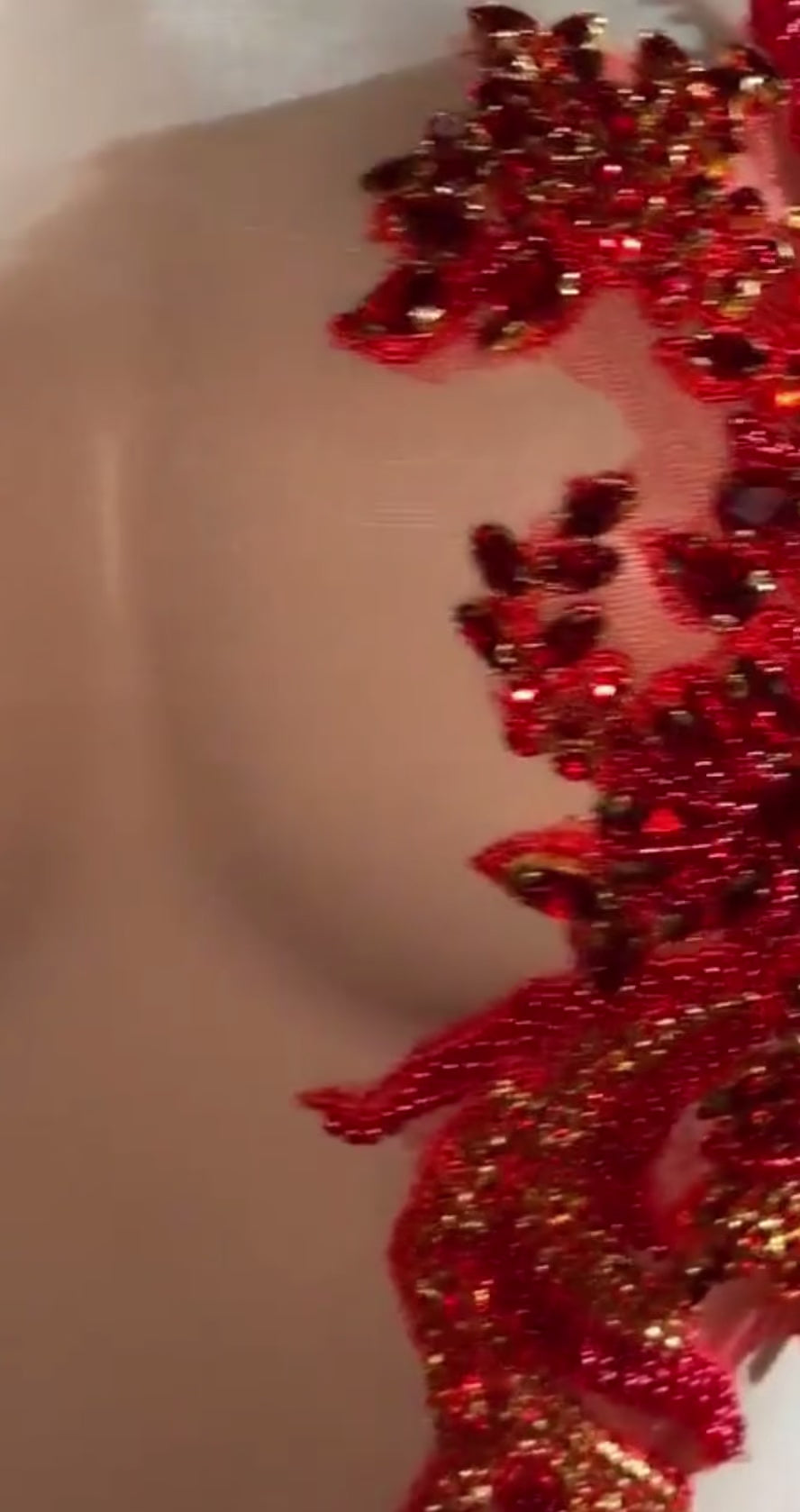 Embellished Red Mini Dress