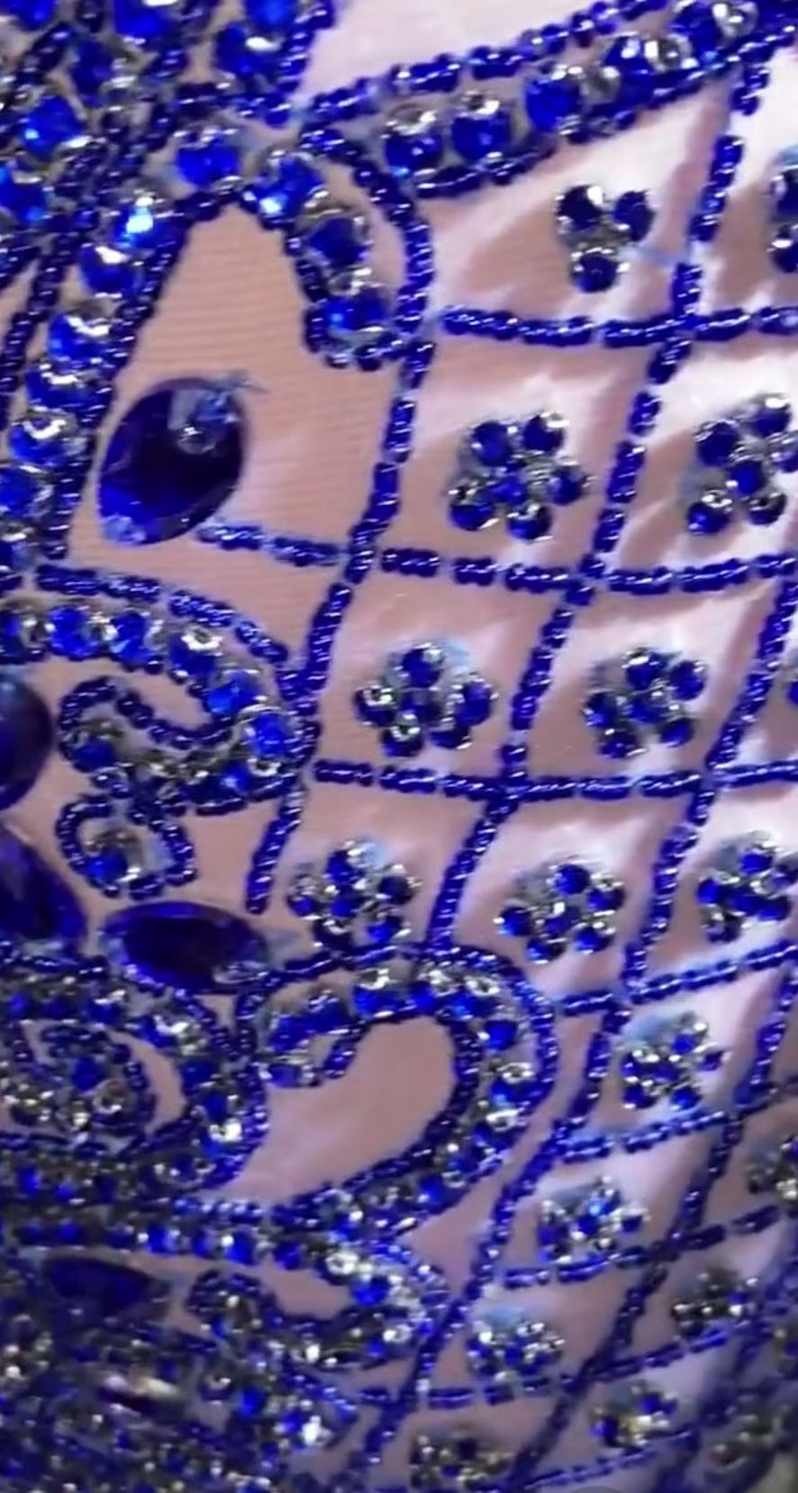 Laure Dark Blue Rhinestone Dress-Mini Dress