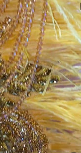 A gold crystal rhinestone birthday party dress with intricate crystal detailing, perfect for glamorous events like birthdays or cocktail parties.