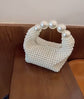 Retro Hollowed Out Fairy Pearl Bag Socialite Handmade Woven Beaded Handbag Vacation Bag